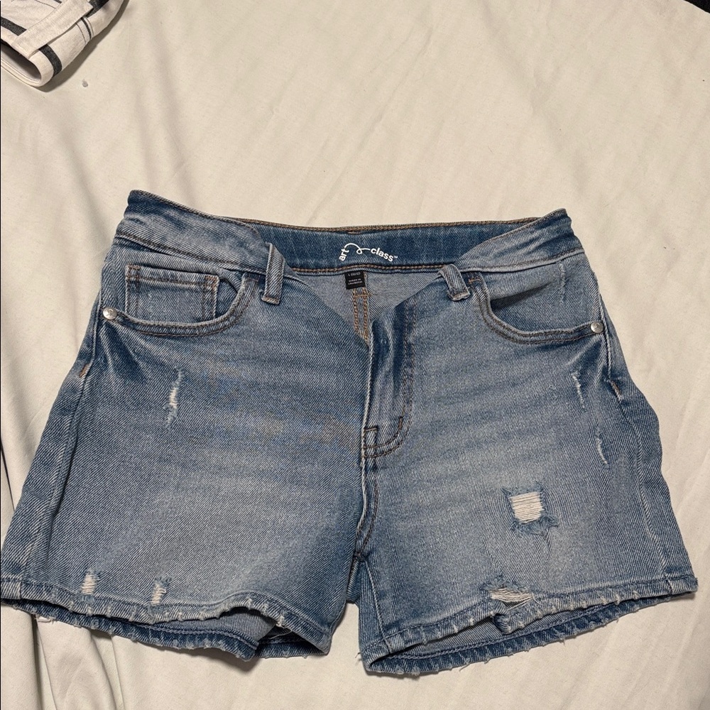 Art Class Distressed Blue Jean Shorts